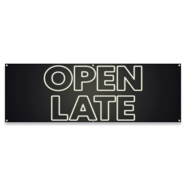 Open Late Banner Concession Stand Food Truck Single Sided